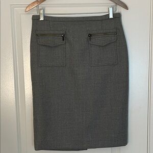J. Crew Gray Tailored Pencil Skirt with Front Zip Pockets